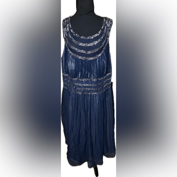 Adrianna Papell Dresses & Skirts - Adrianna Papell Blue Sequence Beaded Silk Madi Dress size 22W